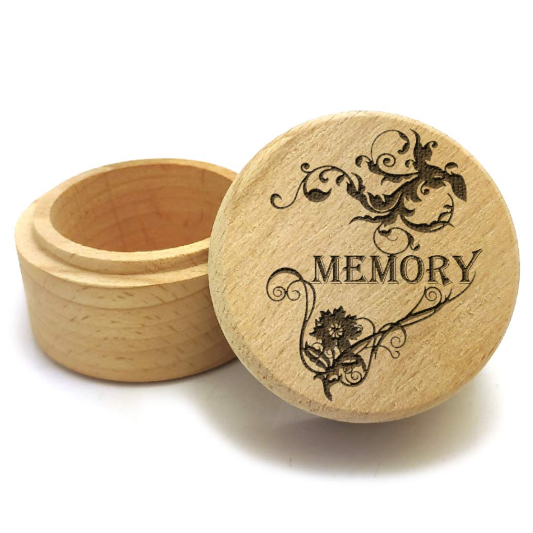 Laser Engraved Wooden Jewelry Box - Handcrafted Ring Necklace Earring Storage Case with Decorative Text Pattern - Perfect Gift for Women, Wedding, Anniversary & Memory Keepsake