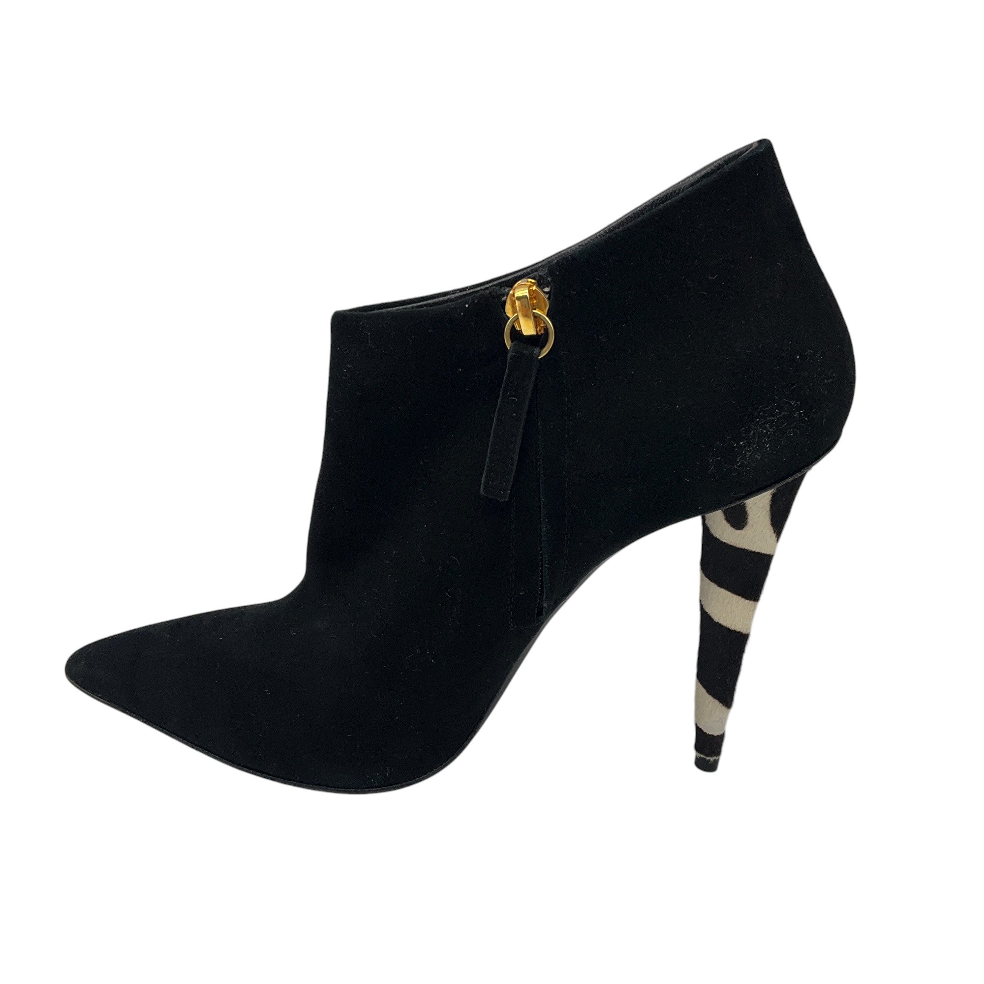 Giuseppe Zanotti Black Calf Hair Zebra Print Heel Suede Ankle Boots for Women - Stylish Party & Evening Wear