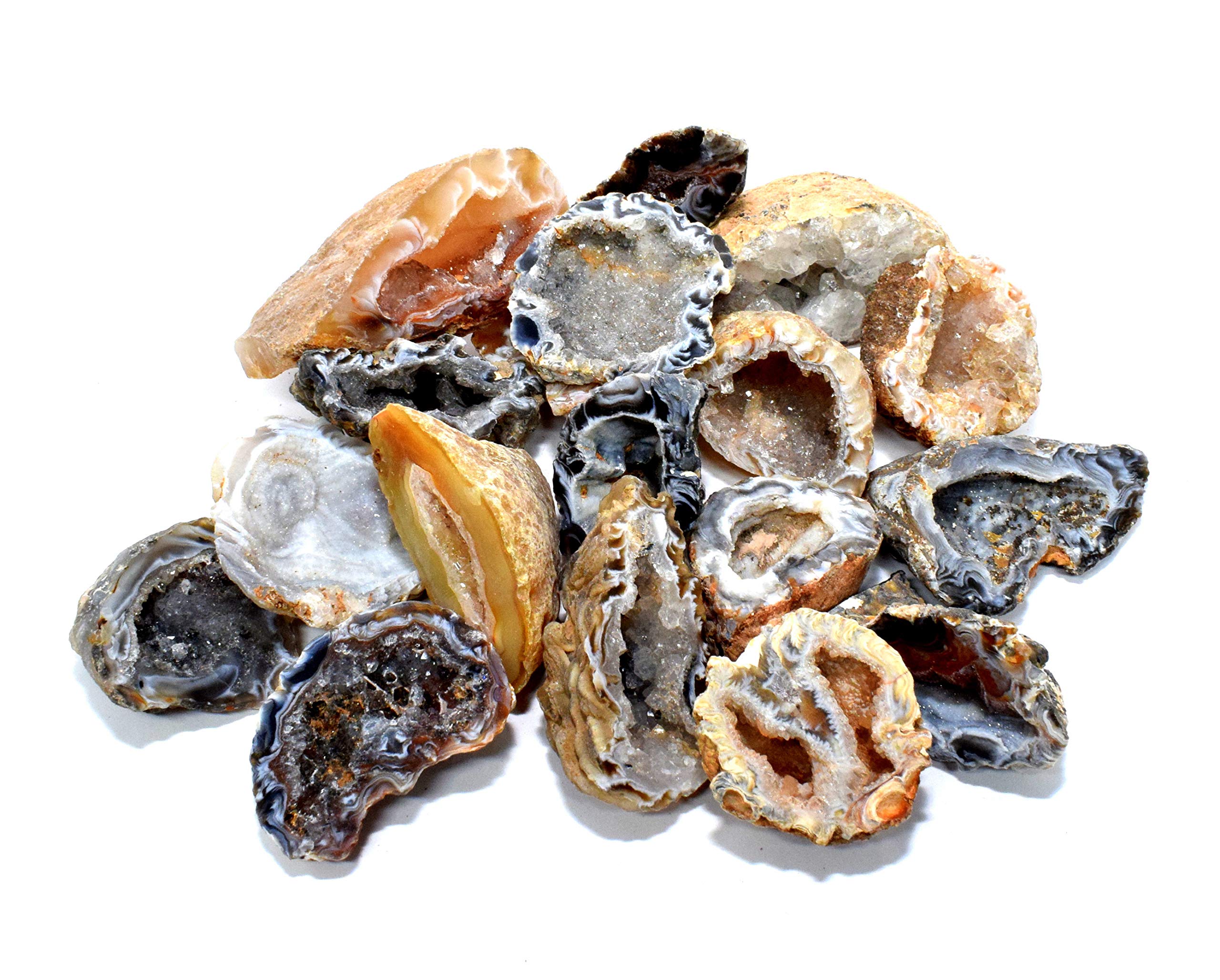 5PCS Natural Agate & Quartz Geode Crystal Clusters - Multicolor Sparkling Gemstone Specimens for Mineral Collection (Brazil Origin) | Perfect for Home Decor, Healing Crystals & Gift Giving