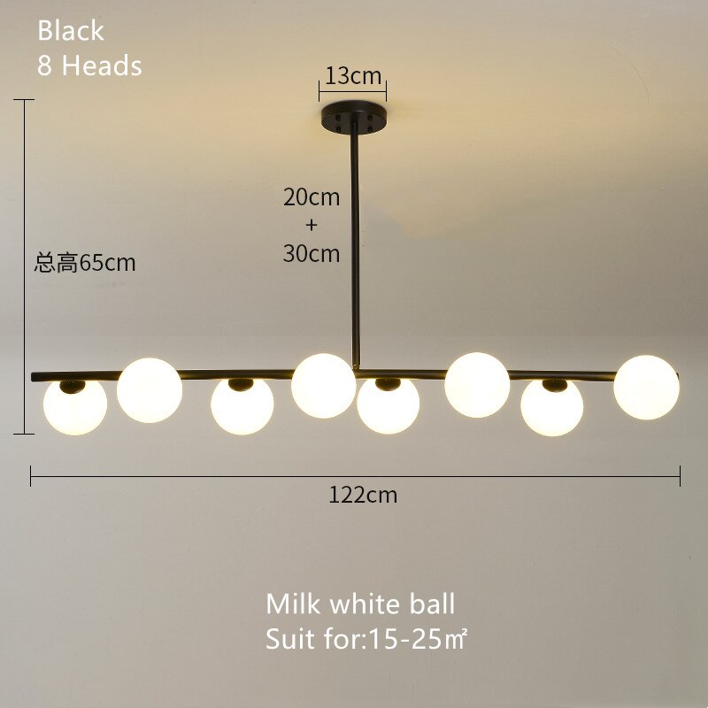 Elegant White Glass Ball Chandelier - Modern Crystal Ceiling Light Fixture for Dining Room, Bedroom & Living Room Decor | Perfect for Wedding, Home & Office Lighting