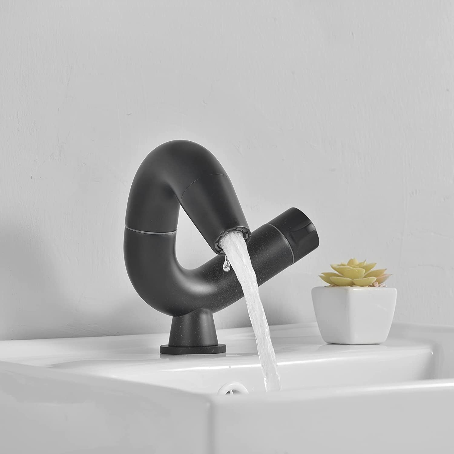 Modern Single Handle Bathroom Sink Faucet - 360° Swivel Spout, Solid Brass Construction in Matte Black - Perfect for Small Bathrooms, Powder Rooms & Vanity Makeovers
