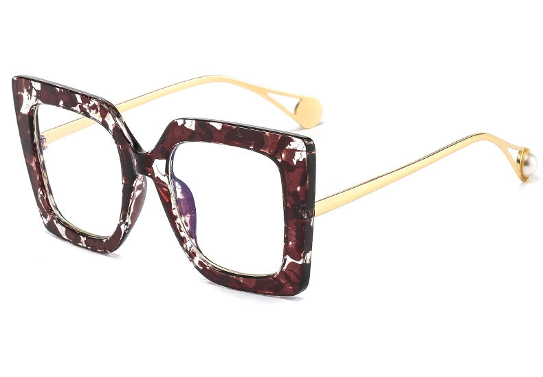 Trendy Square Glasses Frames for Women - Luxury Oversized Clear Lens Eyeglasses | Fashionable Reading Glasses & Computer Glasses for Work & Daily Wear