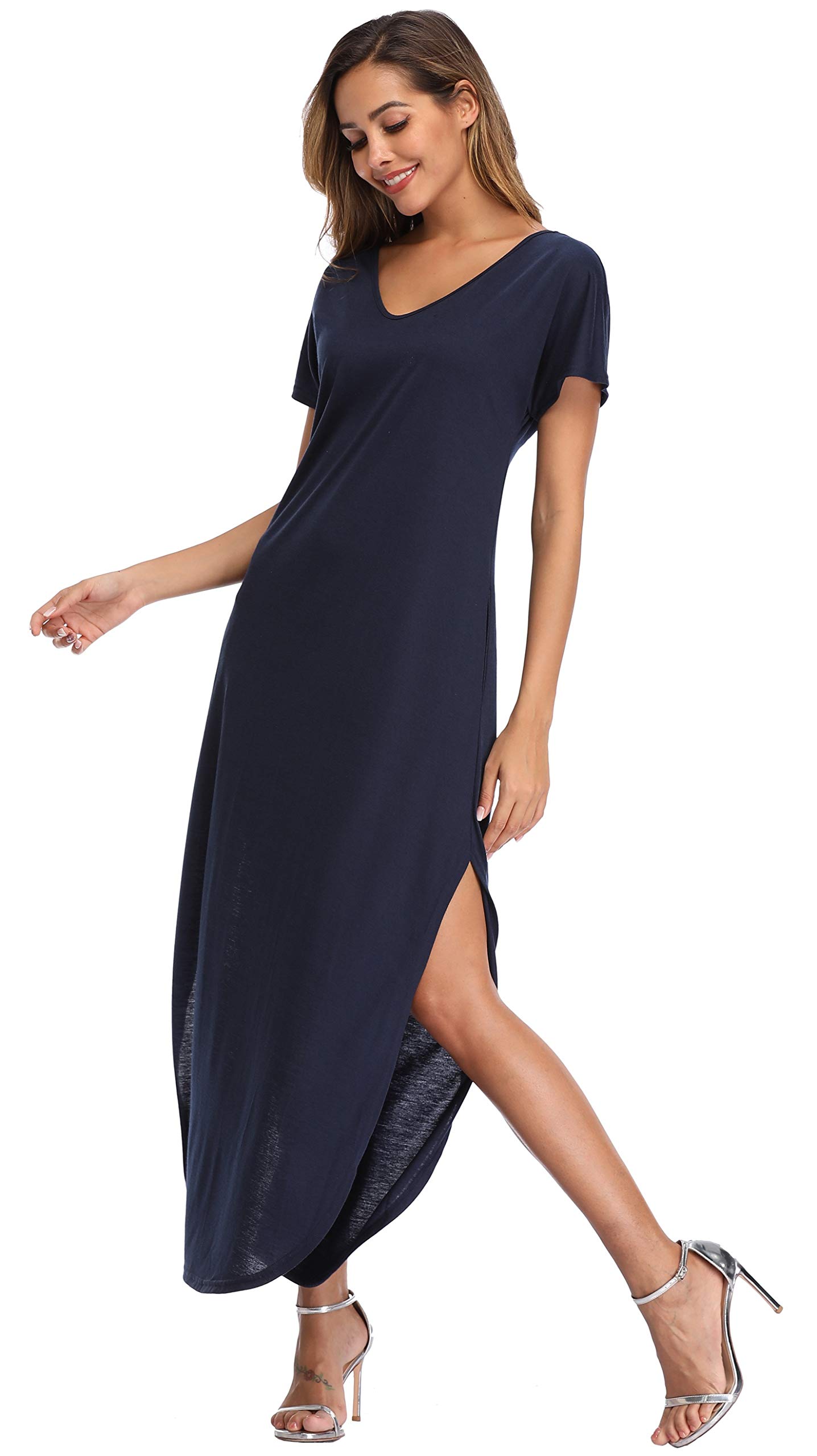 Floral Print Women's Maxi Dress - Long Casual Summer Dress with Pockets for Beach, Party & Vacation | Elegant Boho Style Dress for Outdoor Events