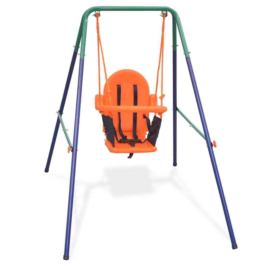 Safe & Fun Orange Toddler Swing Set with Adjustable Safety Harness - Perfect for Backyards, Parks & Indoor Play Areas