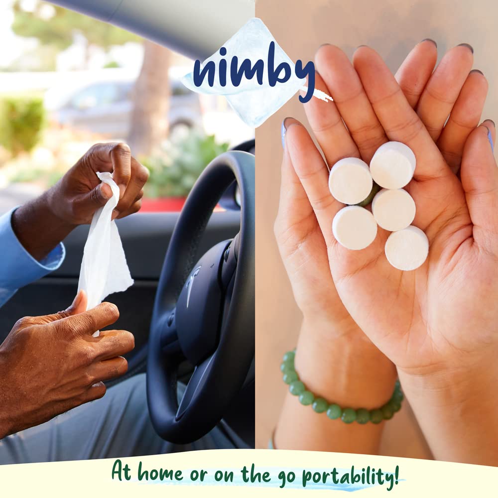 Nimby Compressed Towels - Expandable Sanitizing Wipes, Reusable Compacted Portable Towelettes | Biodegradable & Compostable Washcloths (20 Pack) for Camping, Travel, Gym & Emergency Kits