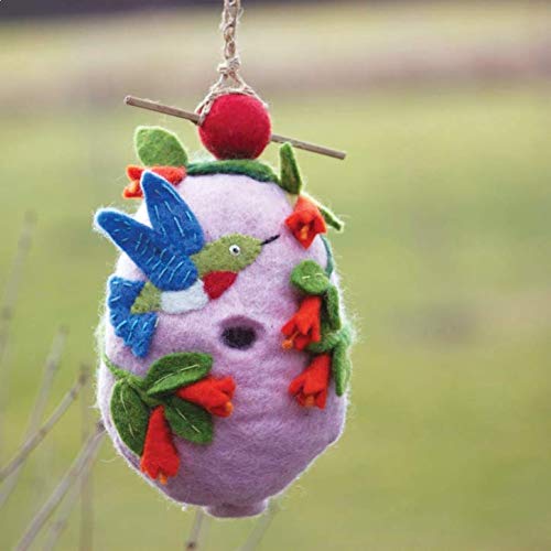 Wild Woolies Felt Hummingbird House - Garden Decor for Birds