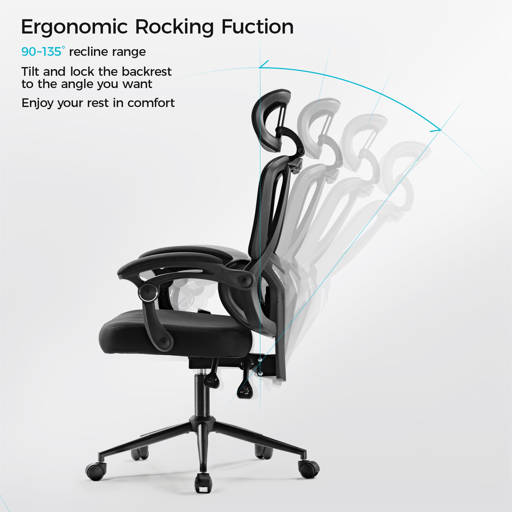 Ergonomic Office Chair with Lumbar Support - Adjustable Swivel Desk Chair for Home & Office - Comfortable Computer Gaming Chair for Long Hours Sitting - Perfect for Work, Study, and Gaming Sessions