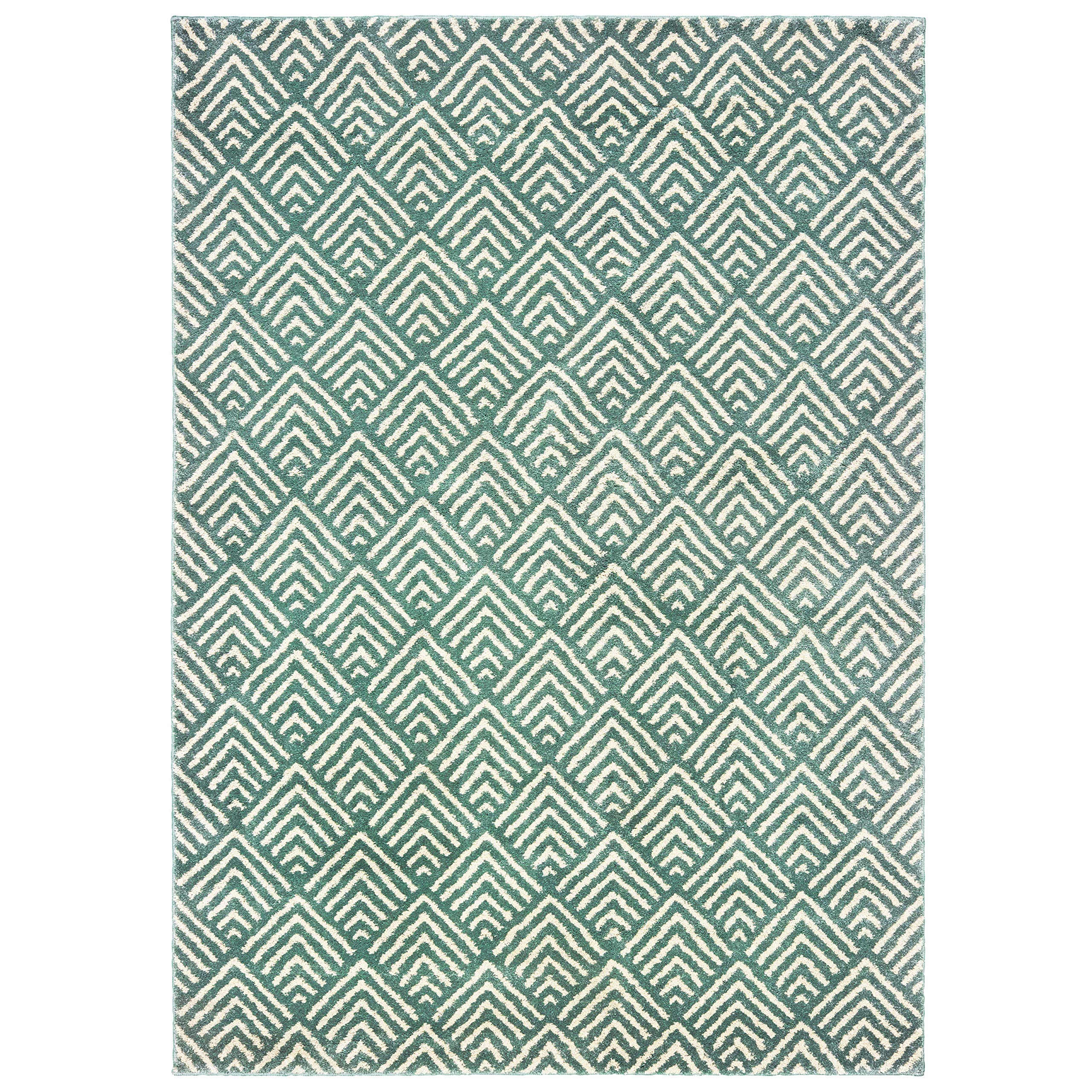 Solo Rugs Lyla Contemporary Geometric Area Rug 10' x 13' Blue Ivory - Modern Living Room Bedroom Office Decor