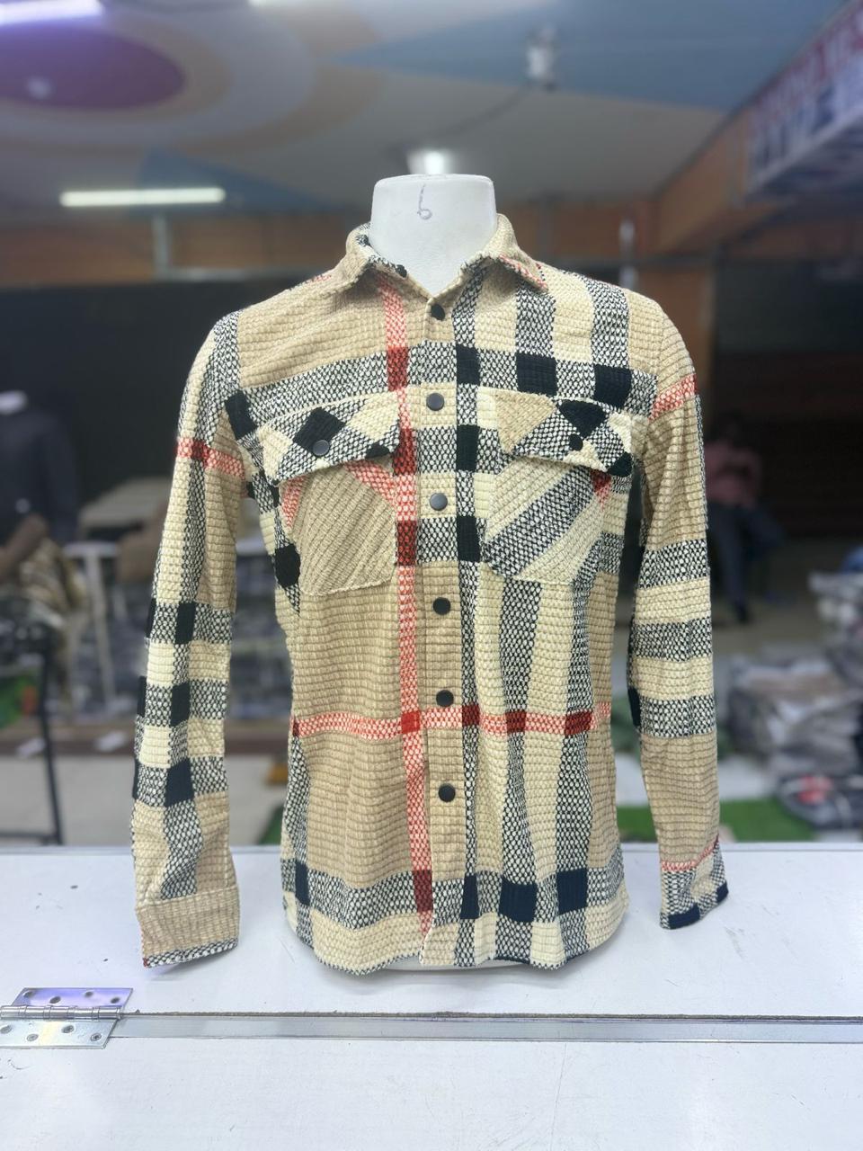 Stylish Men's Textured Checkered Long Sleeve Button Down Shirt - Casual Office Wear & Fall Fashion Essential