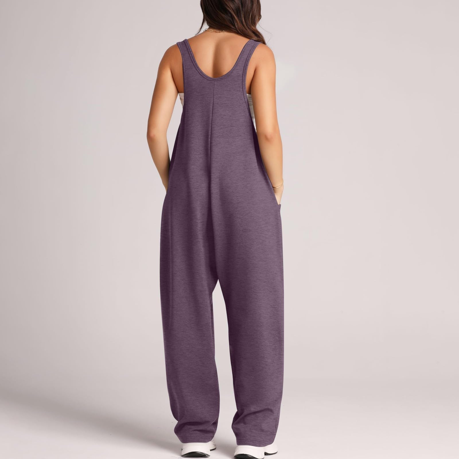 Women's Casual Summer Jumpsuit - Sleeveless Loose Romper with Pockets | Beach & Travel Outfit