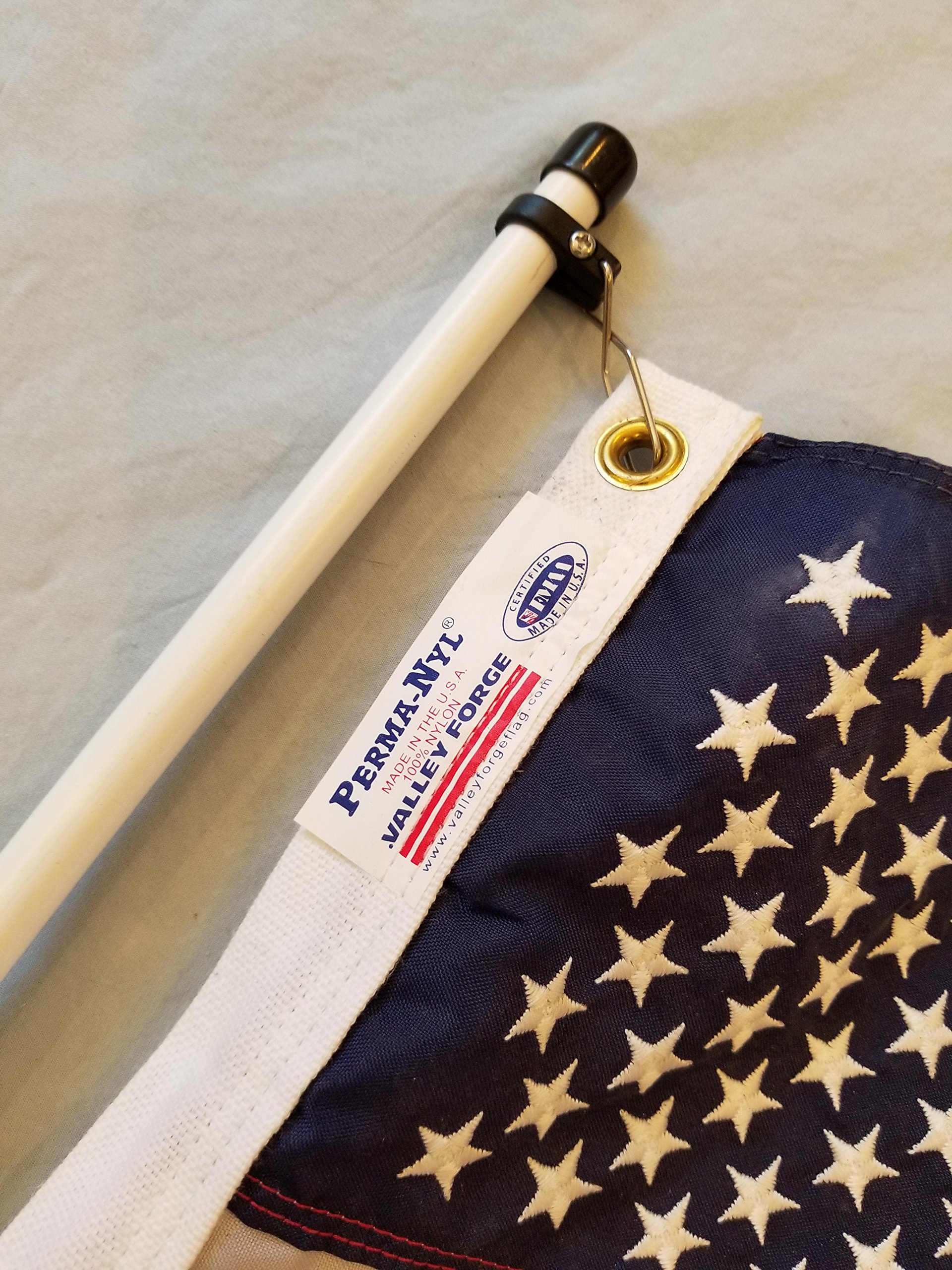 4 Foot American Made USA Flag with Boat Rod Holder - Perfect for Fishing, Boating & Marine Decor