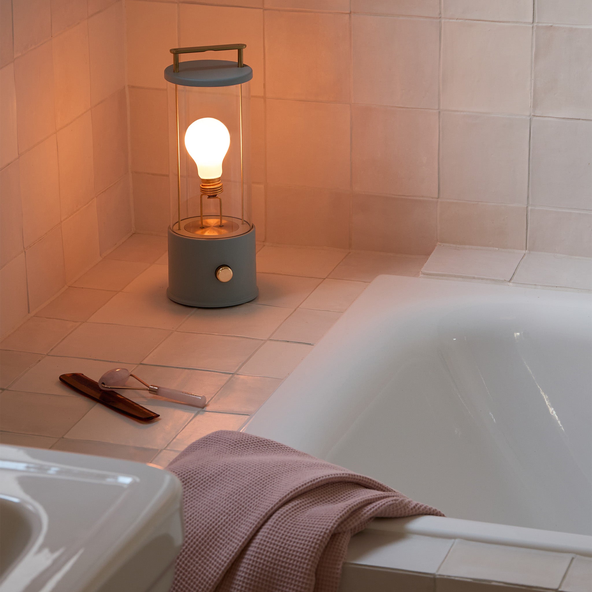 The Muse Portable Lamp in Selvedge Blue - Rechargeable LED Desk Light for Reading, Travel & Nightstand - Perfect for Bedroom, Office & Camping