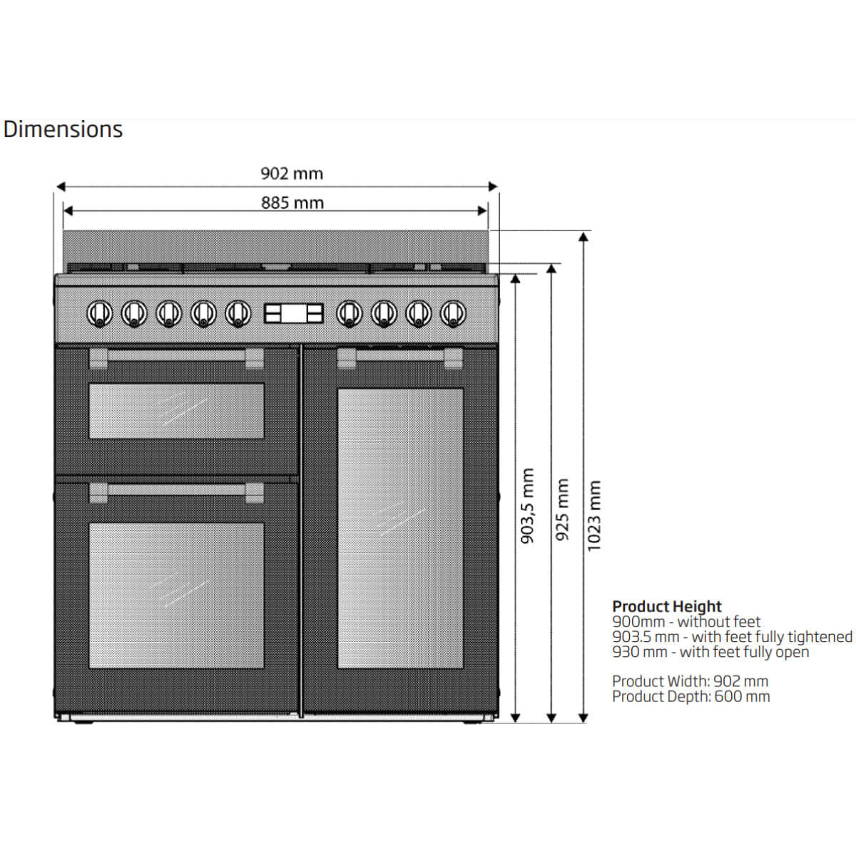 Beko 90cm Freestanding Dual Fuel Range Cooker - 5 Burner Gas Hob & Electric Oven, Anthracite (BRC916GMAN) | Perfect for Modern Kitchens, Baking & Family Cooking