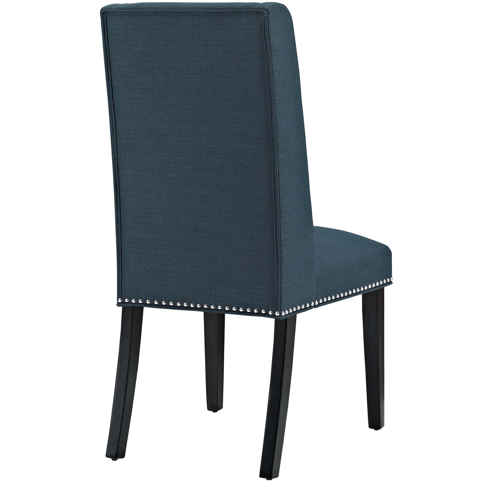 Modway Baron Modern Tall Back Wood Upholstered Fabric Dining Chairs Set of 2 in Azure Blue - Perfect for Kitchen, Dining Room & Home Office Seating
