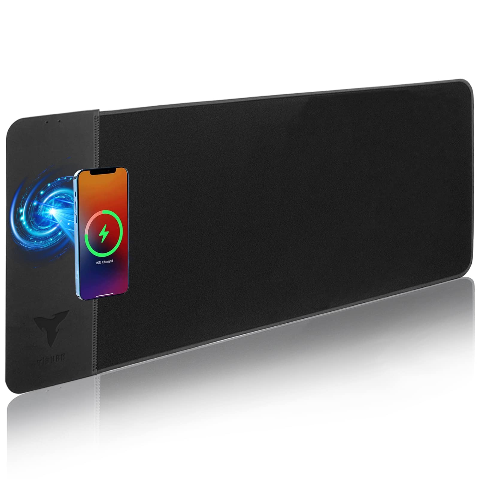 TIBURN Wireless Charging Mouse Pad with 15W Fast Charging - 800x300x4MM Non-Slip Rubber Base Mouse Mat for Computer, Keyboard, Office & Gaming - Perfect for Home Office, Workstation, and PC Gaming Setup