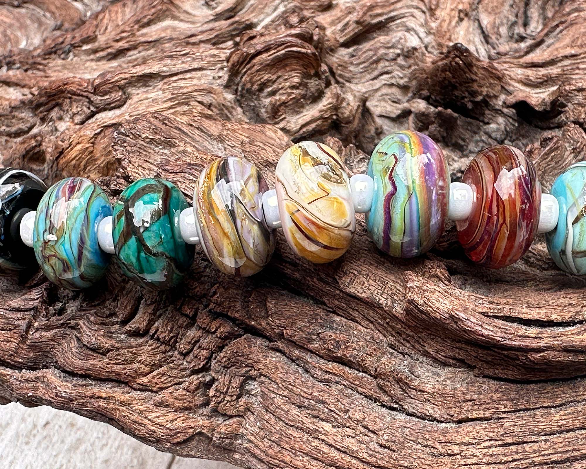 14PCS Desert Opal Lampwork Glass Beads Set for Jewelry Making - DIY Bracelet, Necklace Craft Supplies - Perfect for Boho, Hippie Style Accessories