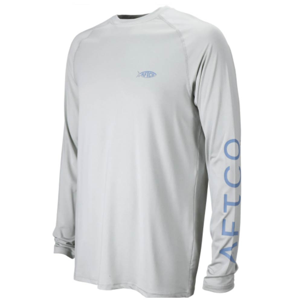 Aftco Silver Heather Samurai 2 Long Sleeve Performance Fishing Shirt - UV Protection & Quick Dry for Saltwater & Freshwater Fishing