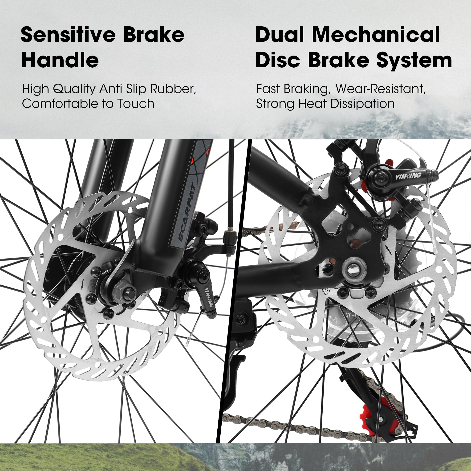 **24/26/27.5 Inch Full Suspension Mountain Bike for Men & Women - 21-Speed Aluminum/Steel Frame - Perfect for Commuting, School, Work & Snow Riding - Ideal Birthday & New Year Gift**