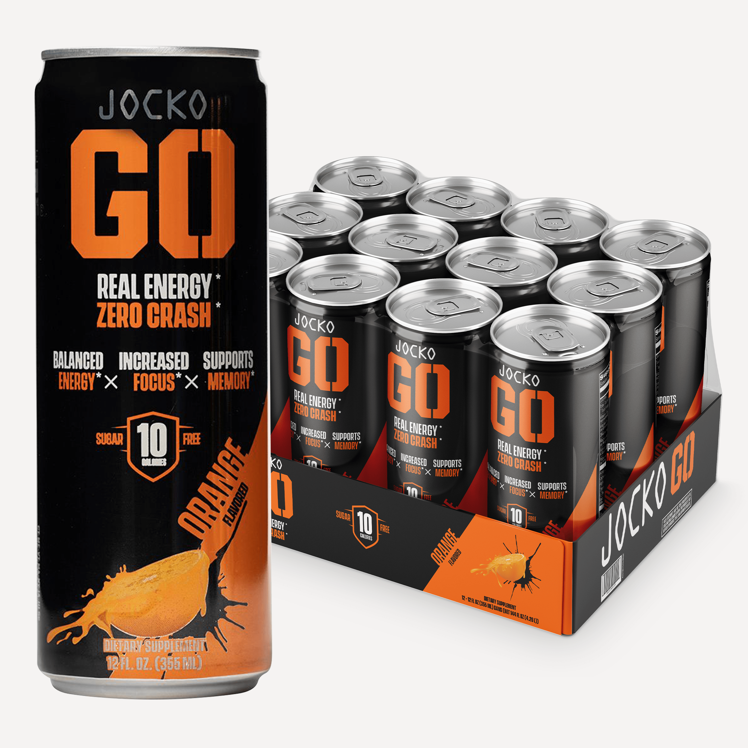 JOCKO GO Energy Drink - 12 Pack | Sugar-Free Pre Workout & Post Workout Supplement | Boost Energy & Focus for Gym, Running & Fitness