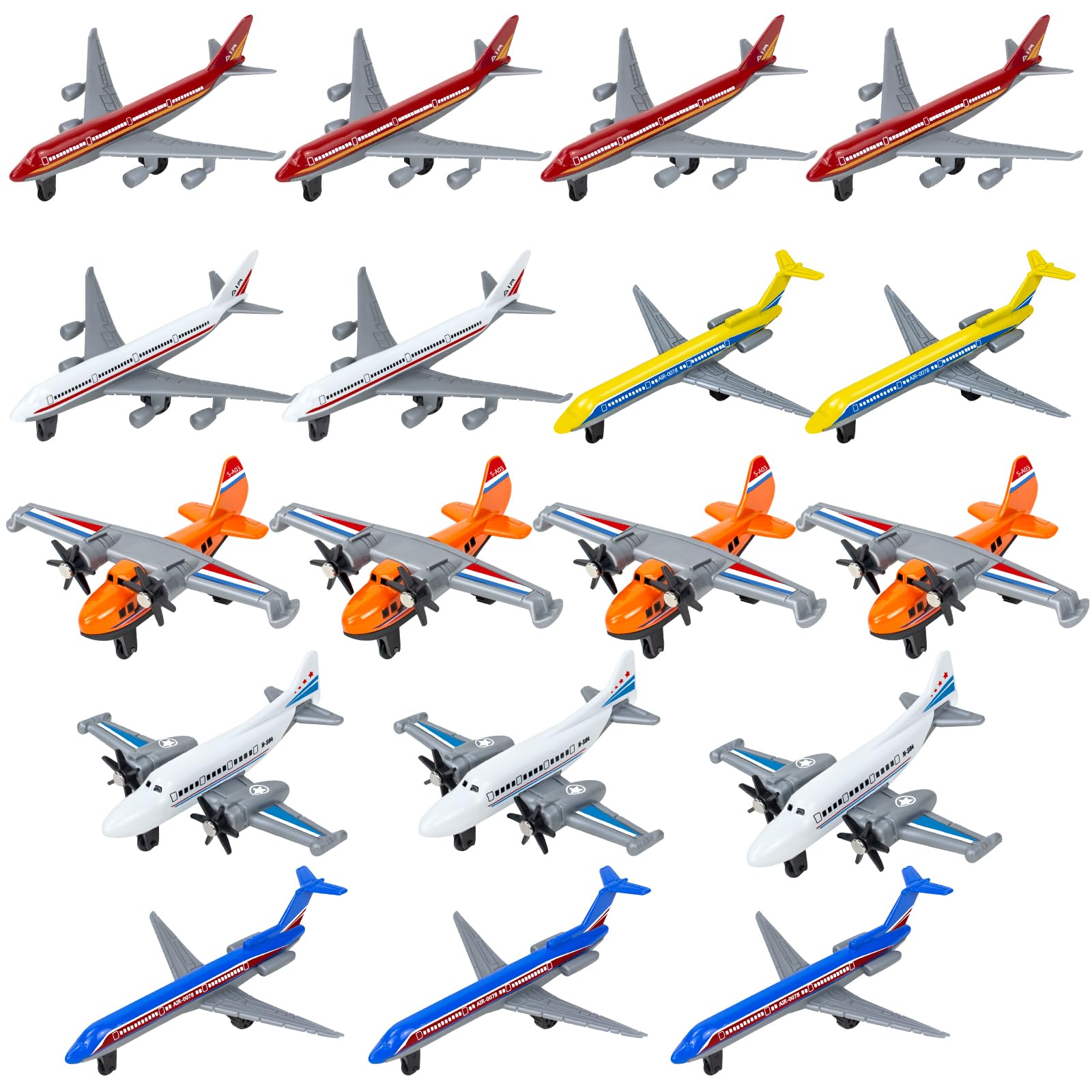 YongnKids 18 Pack Metal Diecast Airplane Toys for Boys & Girls Ages 3-7 - Mini Aircraft Model Set for Toddlers, Kids Birthday Party Favors & Gifts | Perfect for Pretend Play, Travel Toys & Educational STEM Learning