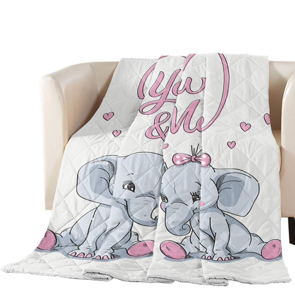 Lightweight Reversible Elephant Print Comforter - King Size 90x102 Inch - Thin Bedspread & Throw Blanket for Bed, Couch, Sofa - Perfect for Valentine's Day, Living Room Decor, and Cozy Fall Evenings