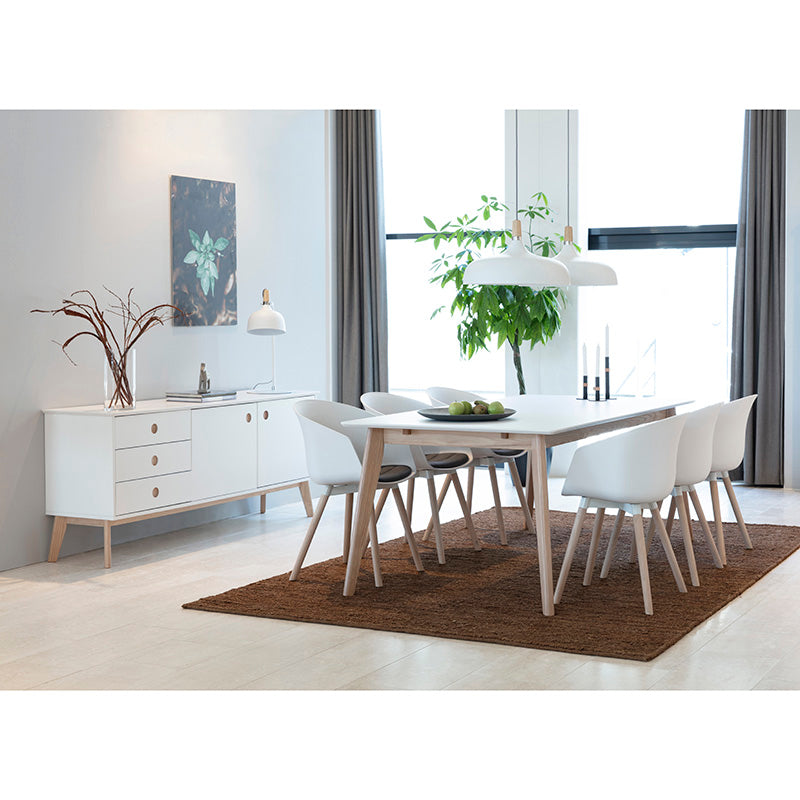 Modern SABINE Sideboard Buffet Cabinet 180cm - White & Black Finish for Dining Room Storage & Living Room Organization