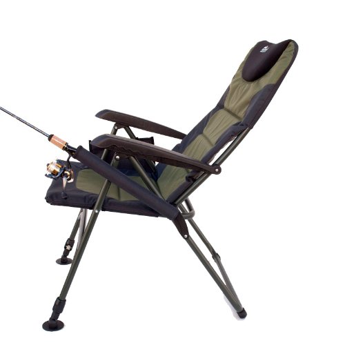 Premium Folding Fishing Chair with Reclining Backrest & Adjustable Legs - Ultra Comfortable Portable Outdoor Chair for Camping, Picnics, Beach, Sporting Events, Tailgating - Perfect for Relaxing by the Lake or Backyard BBQs