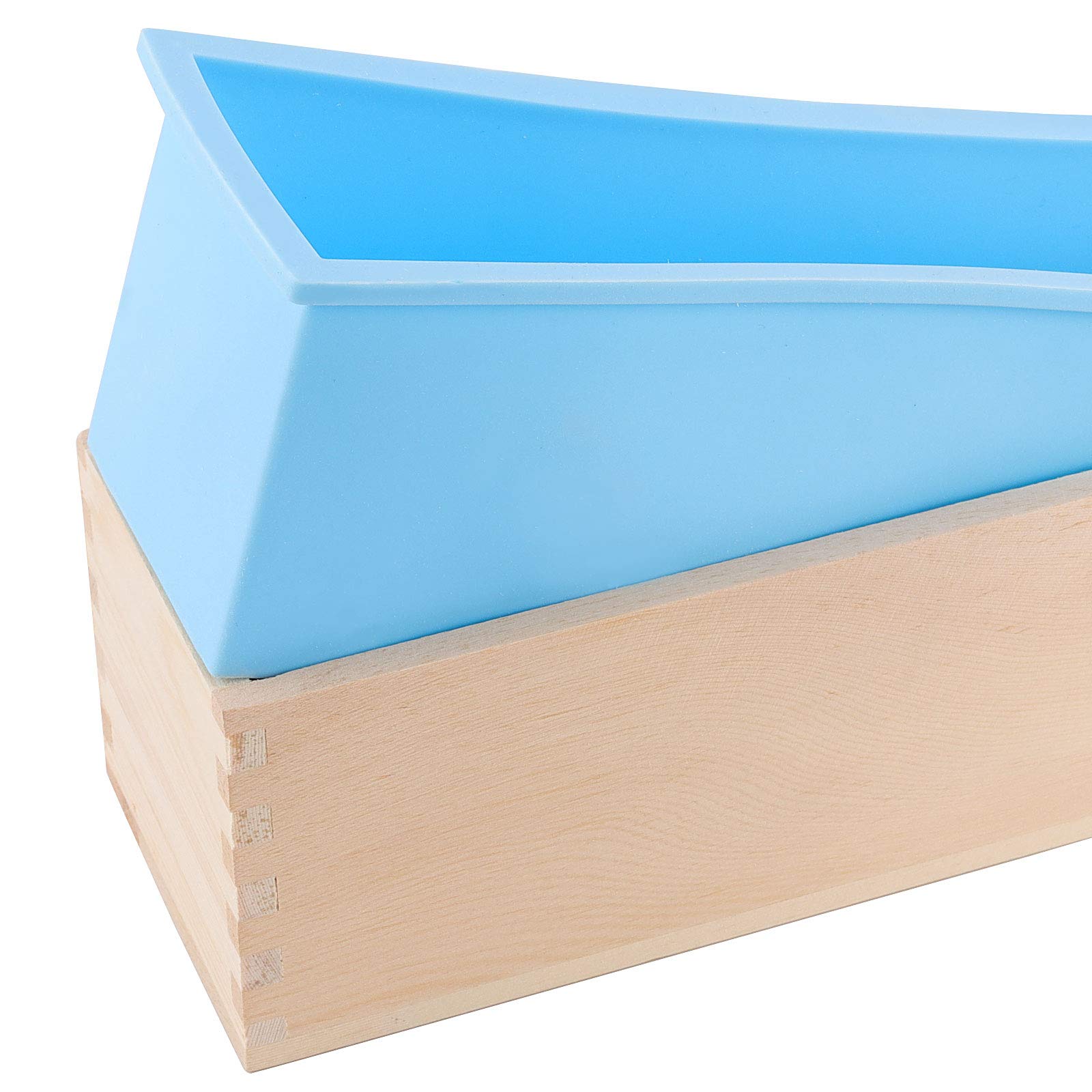 3-Piece 45 Oz Blue Silicone Soap Molds Set - Flexible Rectangular Loaf Soap Making Molds with Wooden Box & Cover - DIY Handmade Soap Supplies for Home, Gifts & Bathroom Decor