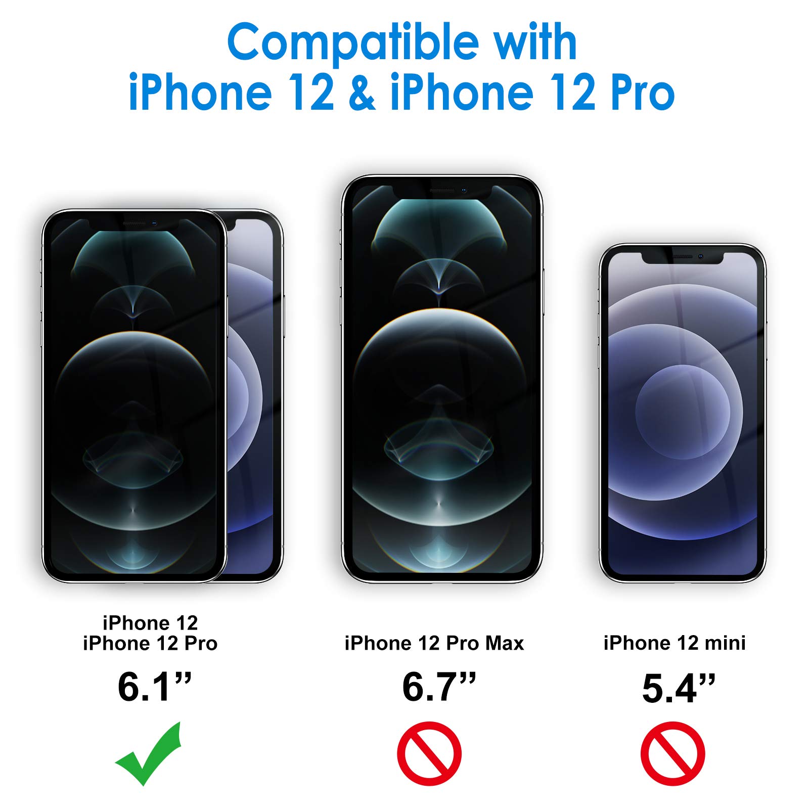 JETech iPhone 12/12 Pro 6.1-Inch Tempered Glass Screen Protector - 2 Pack - HD Clear, Anti-Scratch, Bubble-Free - Perfect for Everyday Protection & Gaming