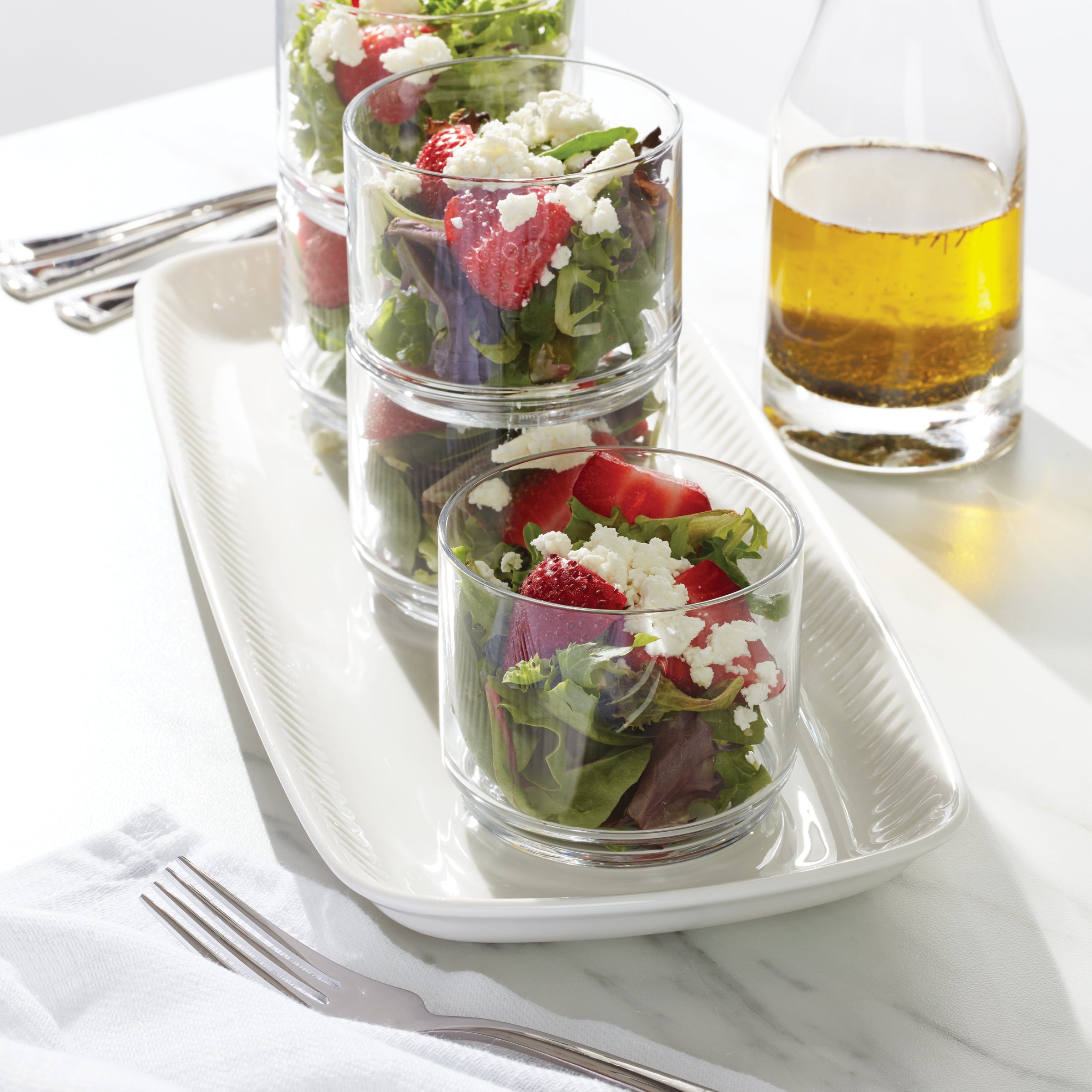 Tuscany Classics 6-Piece Clear Stackable Short Glasses Set - Perfect for Cocktails, Juice & Iced Coffee at Home or Restaurant