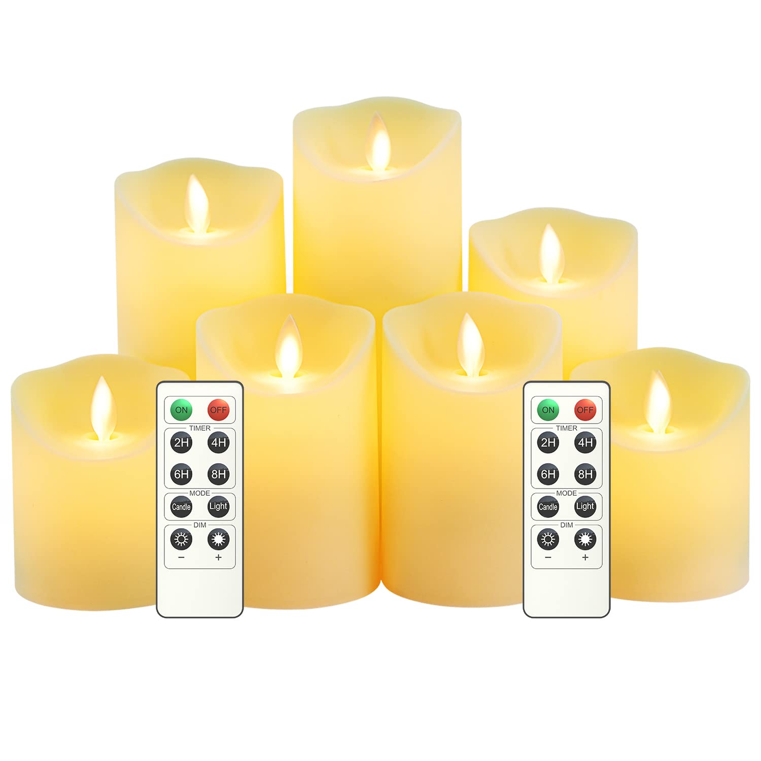 Nimiko Flameless LED Candles with Remote & Timer - Set of 7 Battery Operated Electric Candles with Realistic Flickering Flame - Perfect for Home Decor, Weddings, and Romantic Ambiance (Ivory)