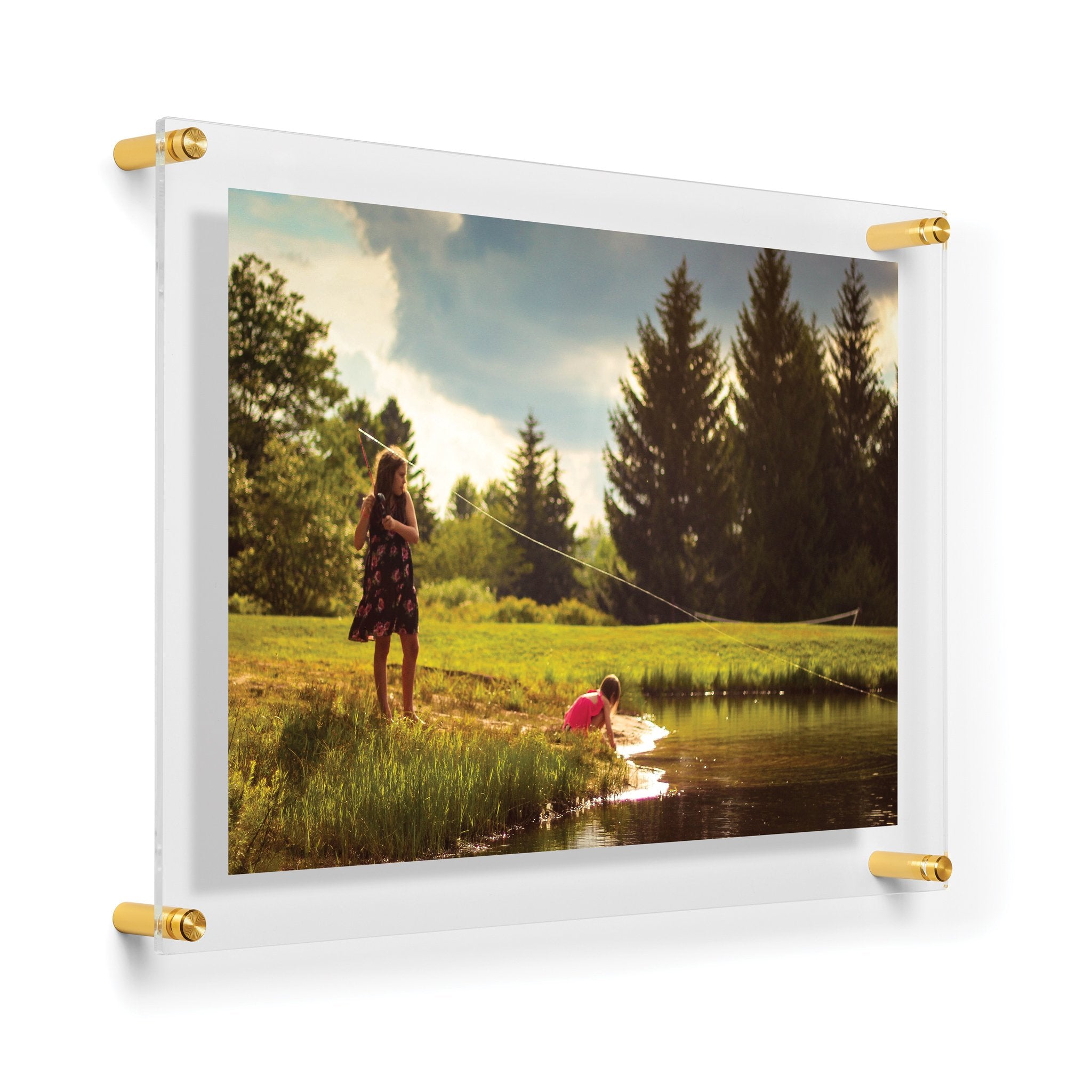 Premium Double Panel Acrylic Floating Frames - Gold Display for Artwork, Photos & Memorabilia - Perfect for Home Decor, Gallery Walls & Office Displays
