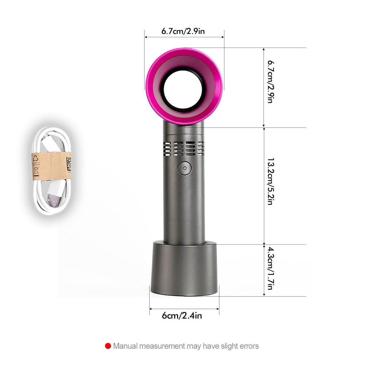USB Rechargeable Portable Bladeless Fan - Handheld Personal Cooling Fan for Office, Travel, Outdoor & Home Use