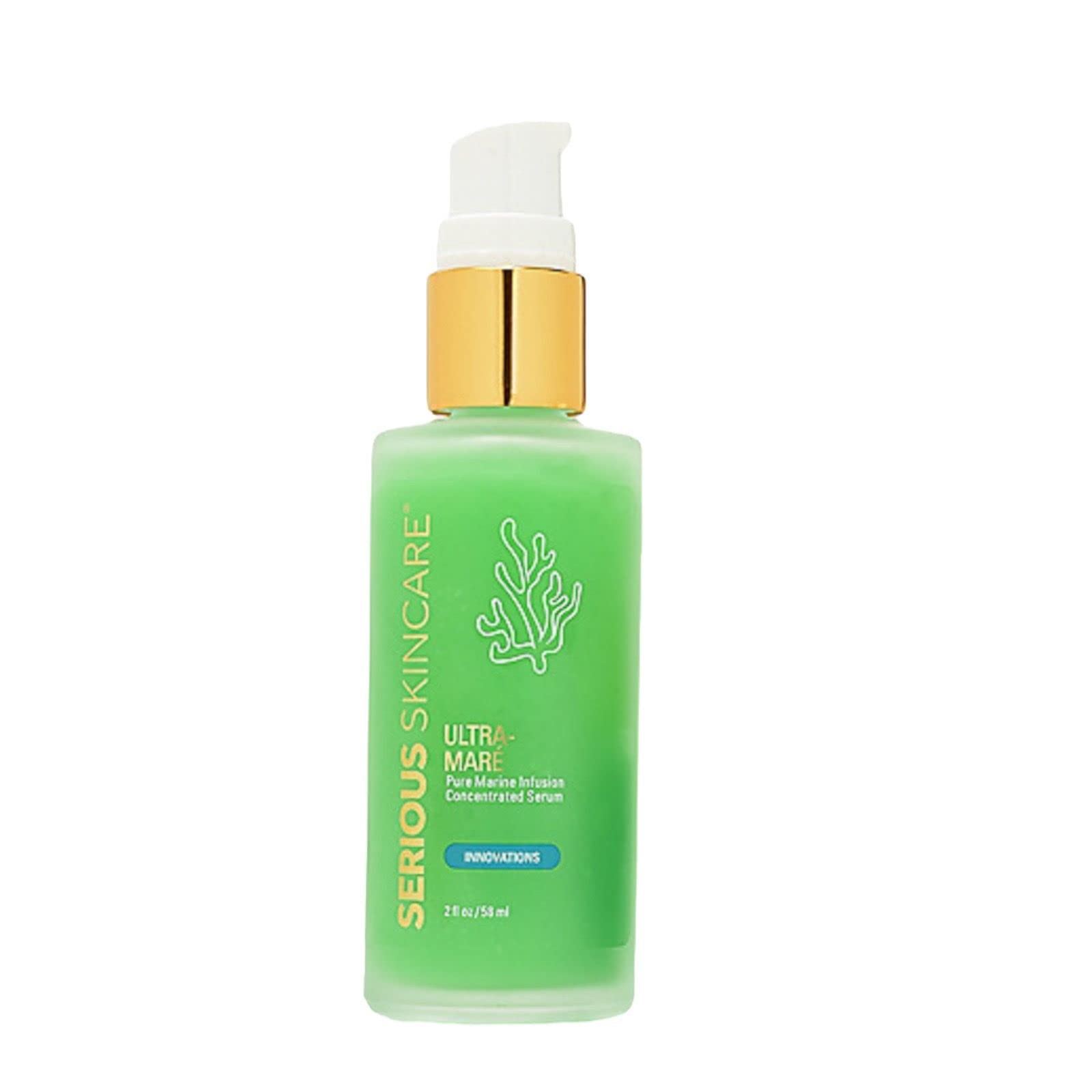 Serious Skincare Ultra-Mare Pure Marine Infusion Facial Serum - Collagen Boosting, Cell Renewal & Plumping Serum with Niacinamide, Acid-Free Formula (2 oz) - Perfect for Nighttime Skincare Routine & Anti-Aging Regimen