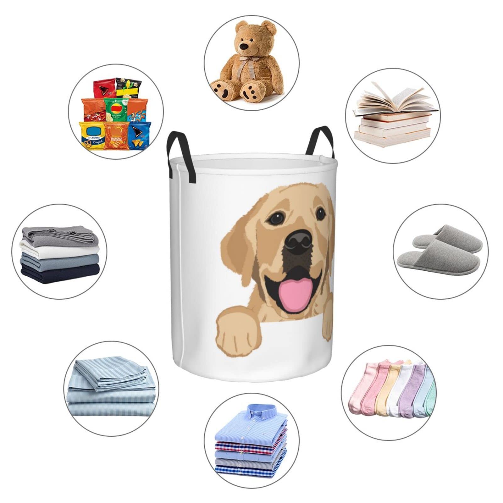 Waterproof Collapsible Laundry Basket with Handle - Large Storage Organizer for Dirty Clothes, Toys & Bathroom Essentials | Perfect for Pet Owners, Kids' Rooms & Laundry Organization (Labrador Retriever Design)