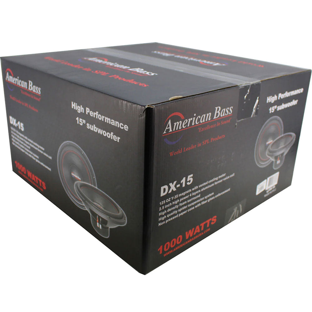 American Bass DX154 1000W 15 Inch DX Series Single 4 Ohm Car Subwoofer - High Power Bass for Car Audio Systems & Truck Sound Upgrades