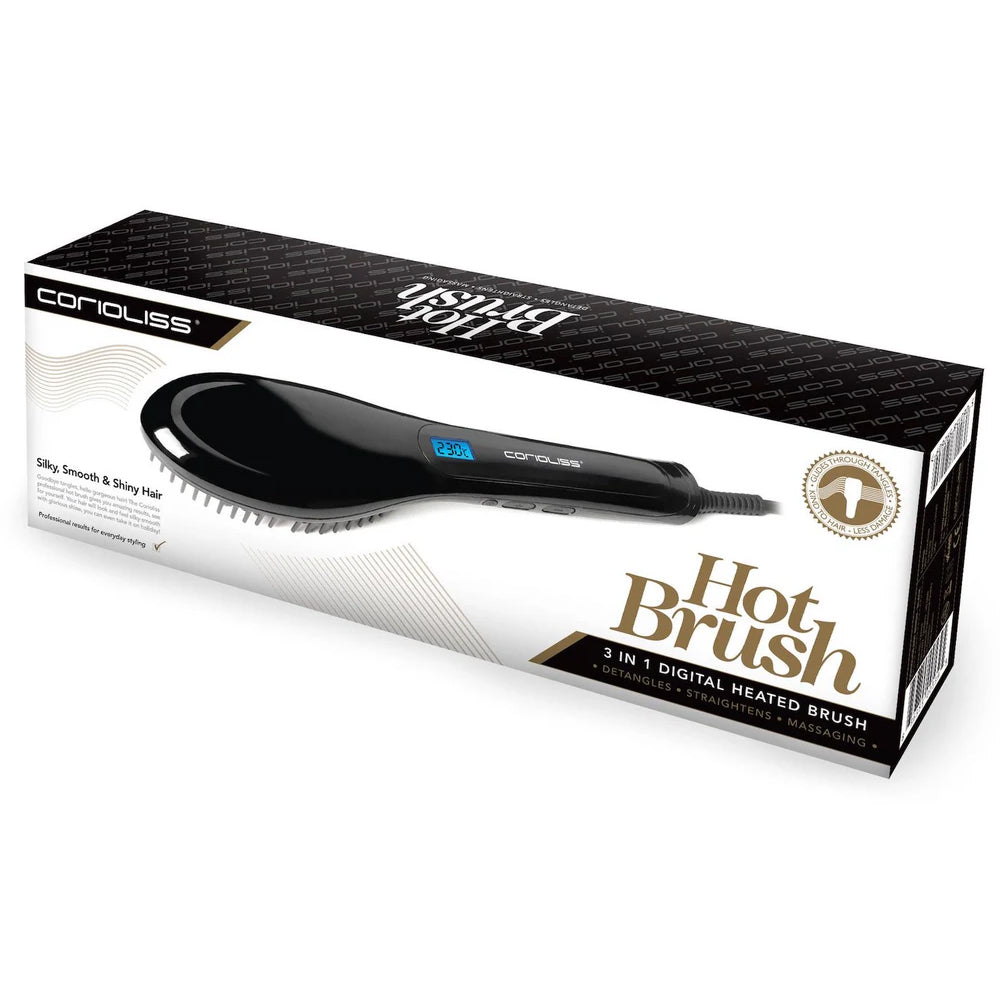 Corioliss 3-in-1 Hot Hair Straightening Brush - Detangling & Styling Tool for Smooth, Shiny Hair | Perfect for Home Use, Travel & Salon-Quality Styling