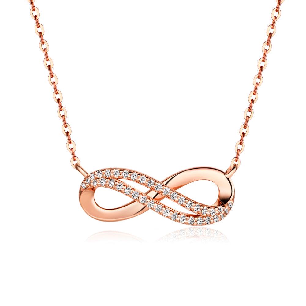 Infinity Moissanite Diamond Double Pave Pendant Necklace - Elegant Jewelry Gift for Women, Perfect for Weddings, Anniversaries & Special Occasions