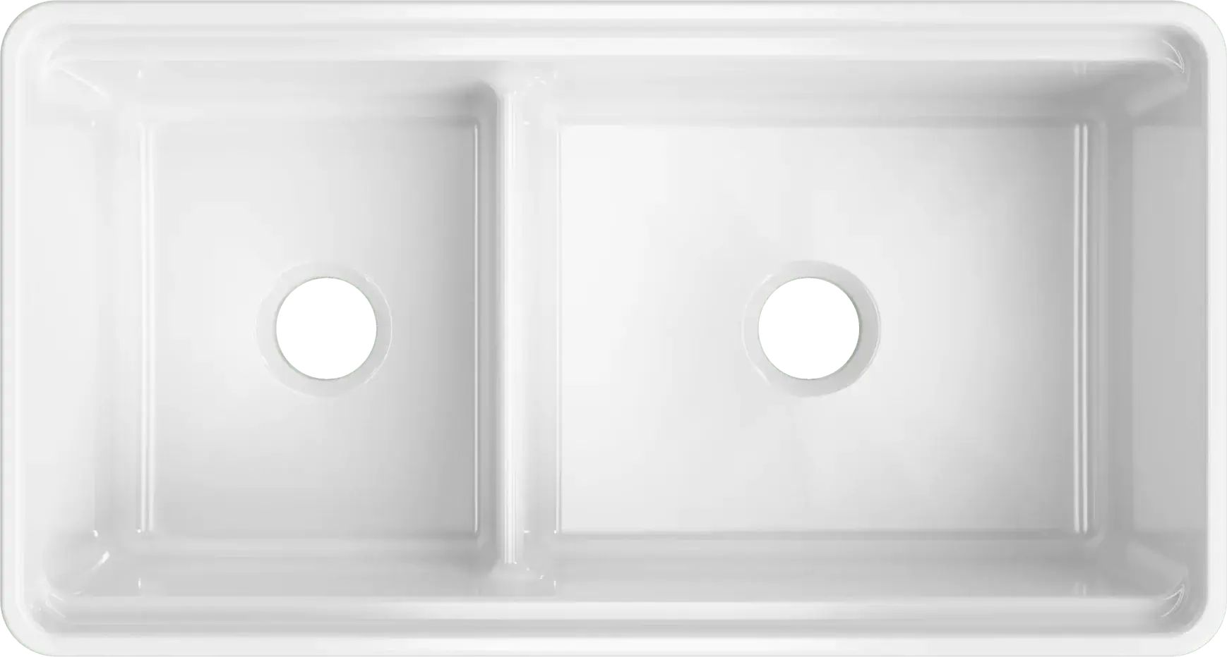 Latoscana 36 Inch Reversible Fireclay Double Bowl Farmhouse Sink 60/40 Split with Accessory Ledge - Perfect for Kitchen Remodeling, Farmhouse Style Decor & Heavy Duty Dishwashing