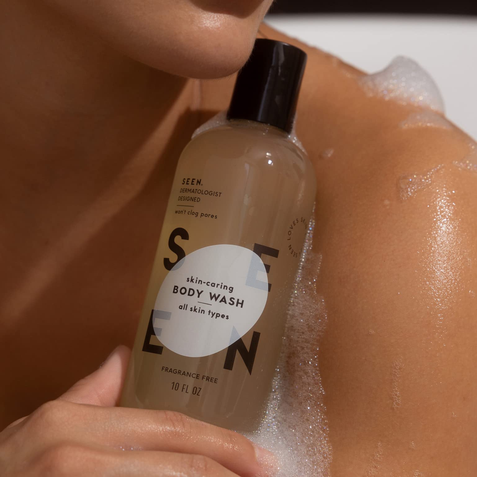SEEN Fragrance-Free Body Wash - Non-Comedogenic & Dermatologist-Developed for Sensitive, Eczema & Acne-Prone Skin - Gentle Daily Cleanser for Men & Women - Perfect for Shower & Bath Routine