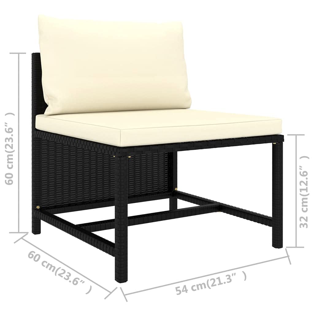 3-Piece Patio Sofa Set with Cushions - Modern All-Weather Outdoor Furniture - Black Poly Rattan for Garden, Pool, Backyard & Patio Relaxation
