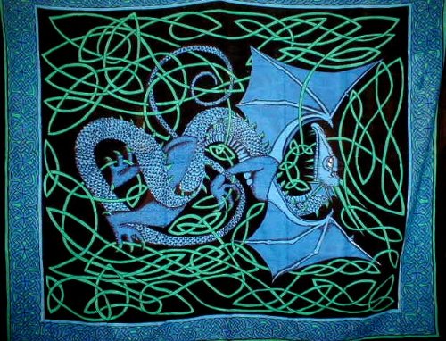 Celtic Dragon Tapestry Wall Hanging - Unique Medieval Home Decor for Living Room, Bedroom, or Dorm - Handmade Fantasy Art for Celtic Lovers