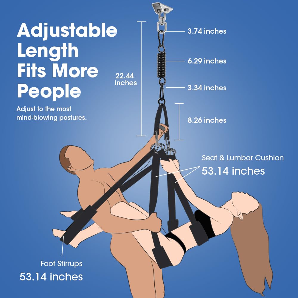 360° Spinning Adjustable Sex Swing for Couples - 2-in-1 BDSM Bondage Restraint with Premium Stand & Comfortable Thick Straps | Bedroom, Adult Play, Spice Up Relationship, BDSM Scenes