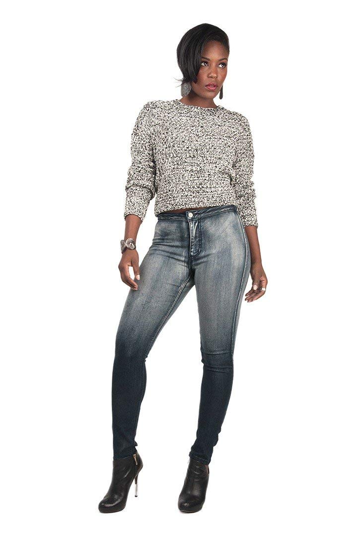 Poetic Justice Women's High Waist Skinny Jeans - Stretch Denim, Curvy Fit, Bleach Wash | Perfect for Casual Outfits, Date Nights & Everyday Wear