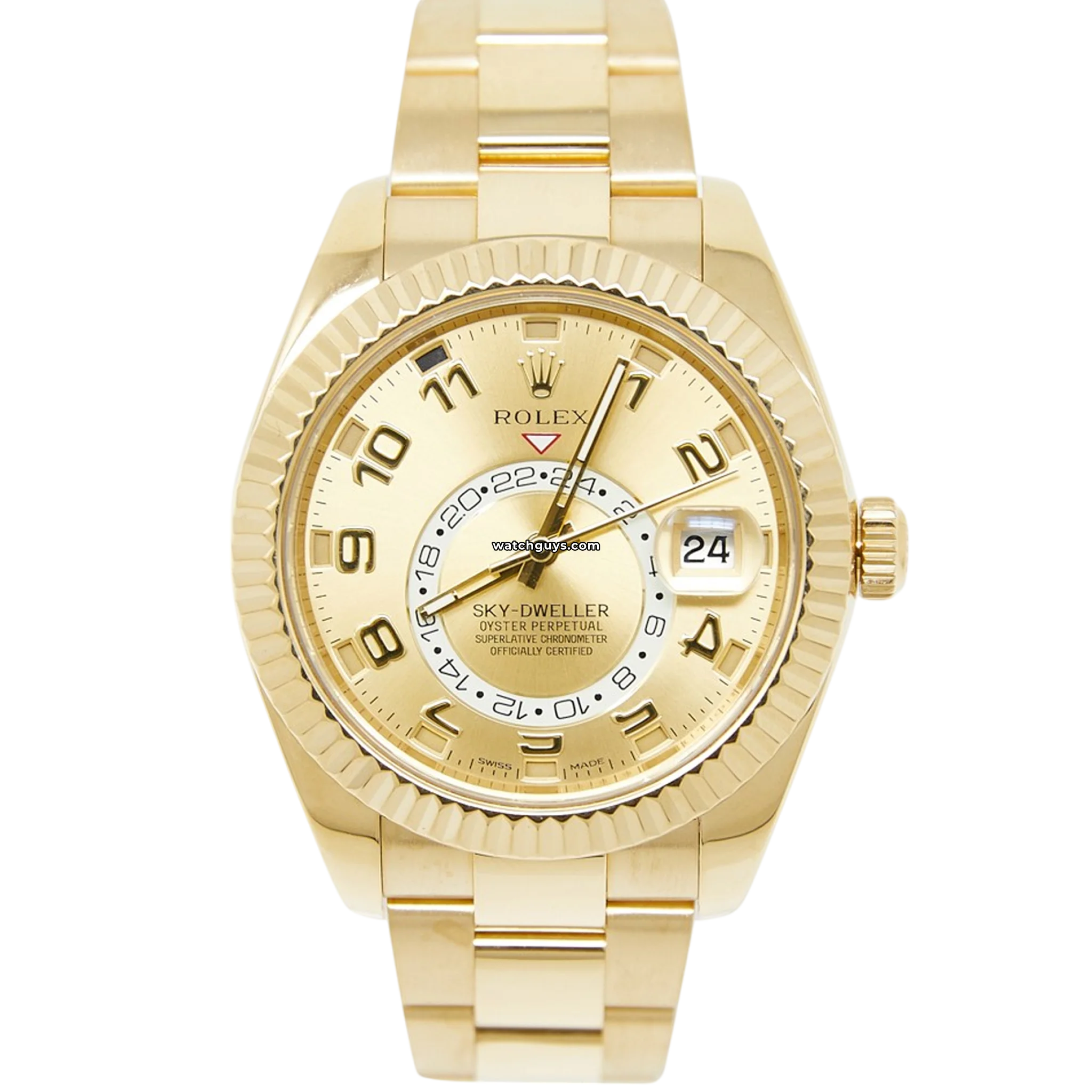 Rolex Sky-Dweller 326938 Men's Luxury Watch - Champagne Dial with Arabic Numerals - Perfect for Business, Travel & Special Occasions