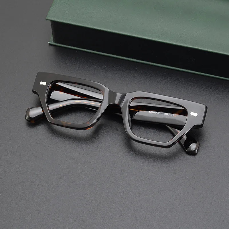 CCspace Unisex Full Rim Square Acetate Eyeglasses 57399 | Lightweight & Durable Frame | Perfect for Reading, Work & Fashion | Trendy Square Glasses for Men & Women