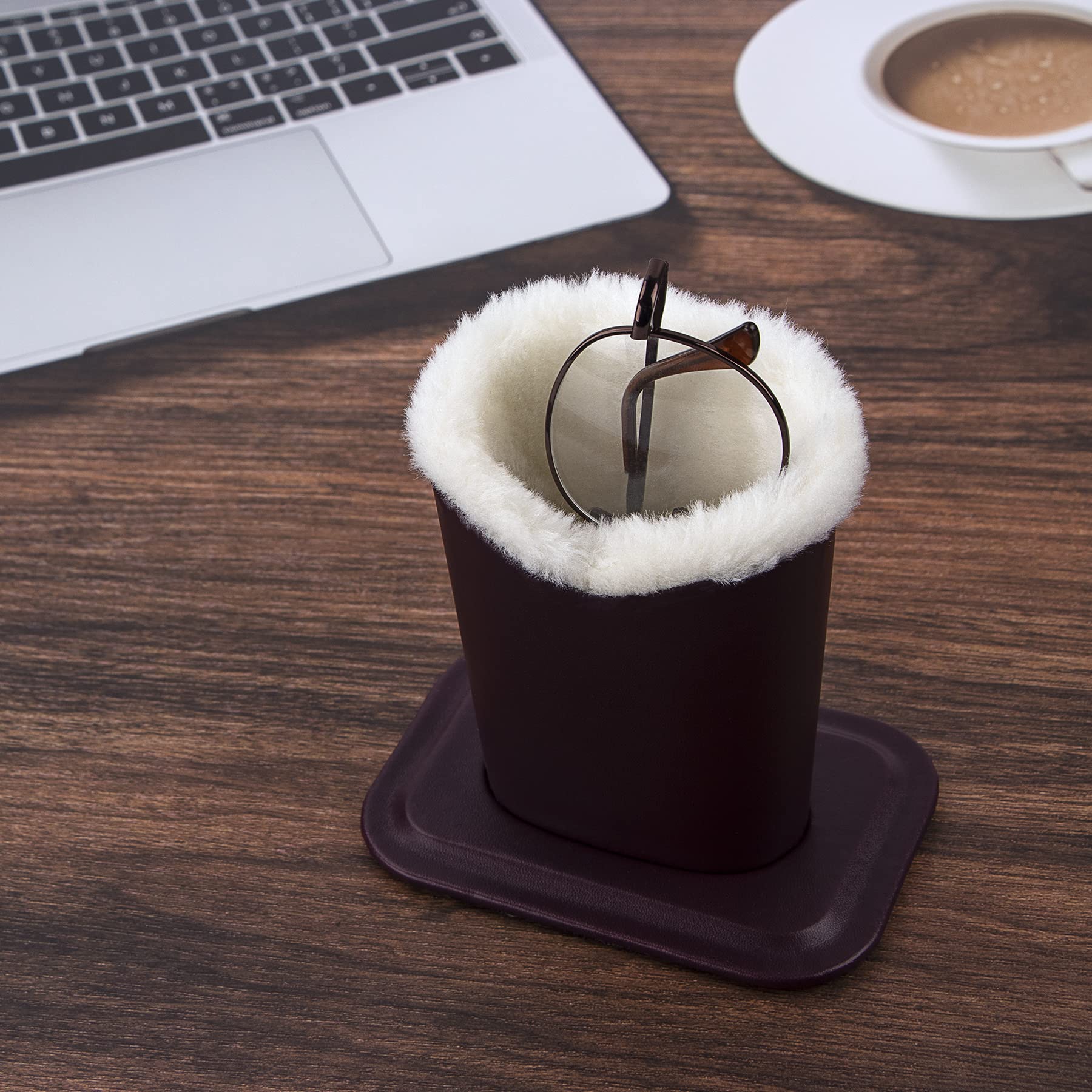 Soft Fluffy Eyeglasses & Sunglasses Holder Stand with Lining - Desk Organizer for Glasses Protection | Perfect for Office, Home, or Travel Use