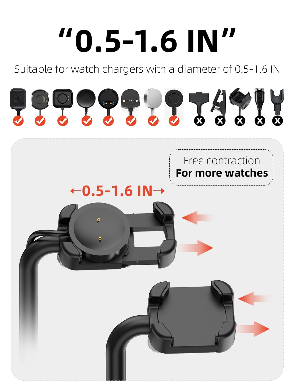 AODUKE 2-in-1 Wireless Charger Stand for Samsung Galaxy Watch & Google Pixel - Compatible with Huawei GT, Garmin, Fossil, Fitbit, Skagen, Michael Kors Smartwatches | Fast Charging Dock for Desk, Nightstand & Office Use