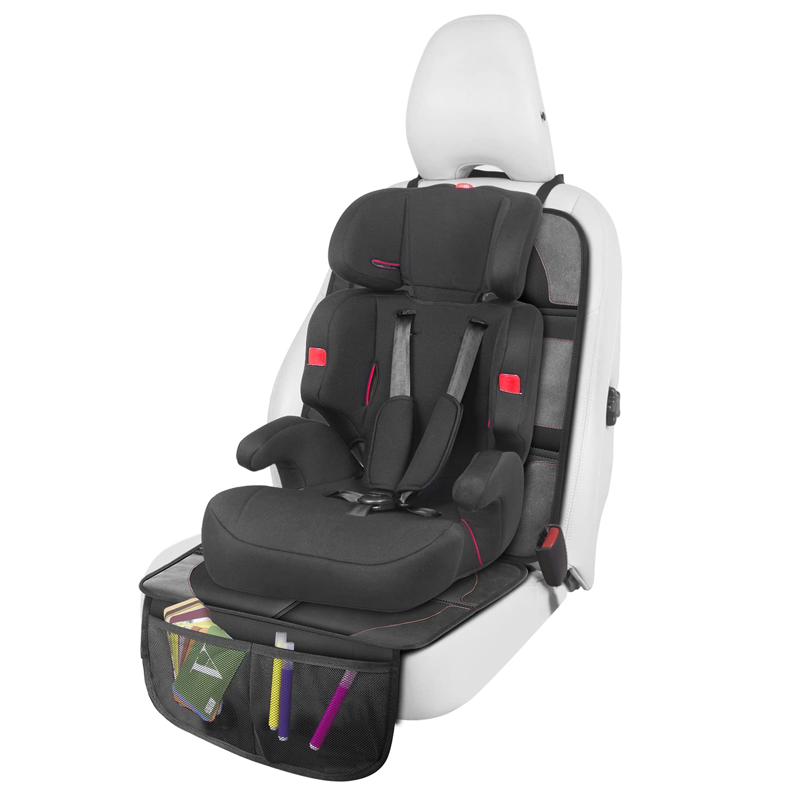 **Thickest Padded Car Seat Protector - Waterproof 600D Fabric, Non-Slip Baby & Pet Seat Cover with Storage Pockets (2 Pack) - Perfect for Child Safety & Leather Car Seat Protection**