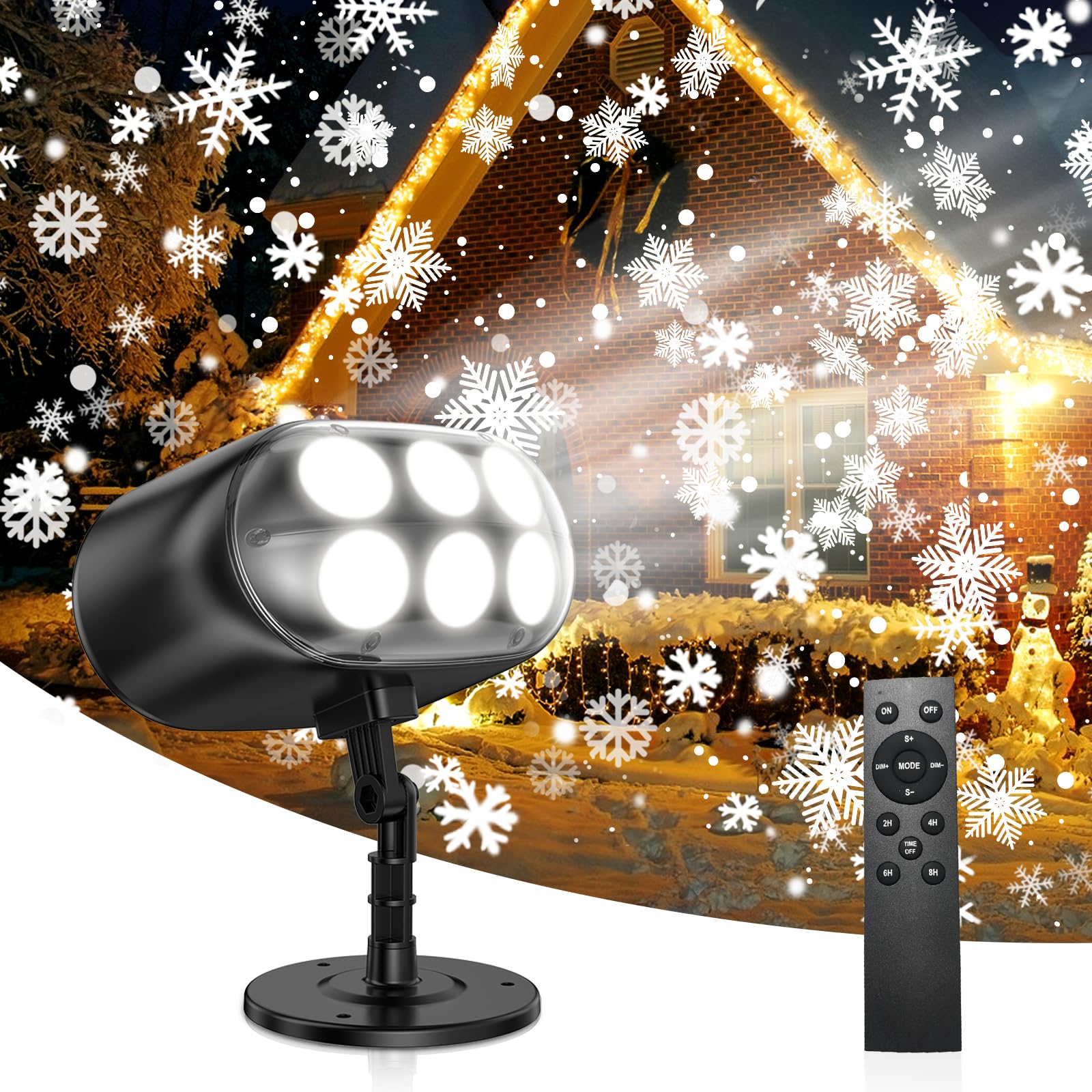 **Christmas Snowflake Projector Lights Outdoor - HD Dynamic LED Snowfall Projector for Holiday Decor, Waterproof Xmas Projection Lamp for Garden, Patio, Indoor & Outdoor Party Decorations - Perfect for Christmas, Winter Weddings & Festive Gatherings**